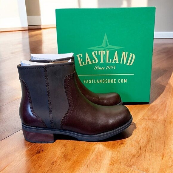 Eastland Women's Meander Ankle Boot Brown Leather Side Zip Western Size 9 NIB - Picture 1 of 13